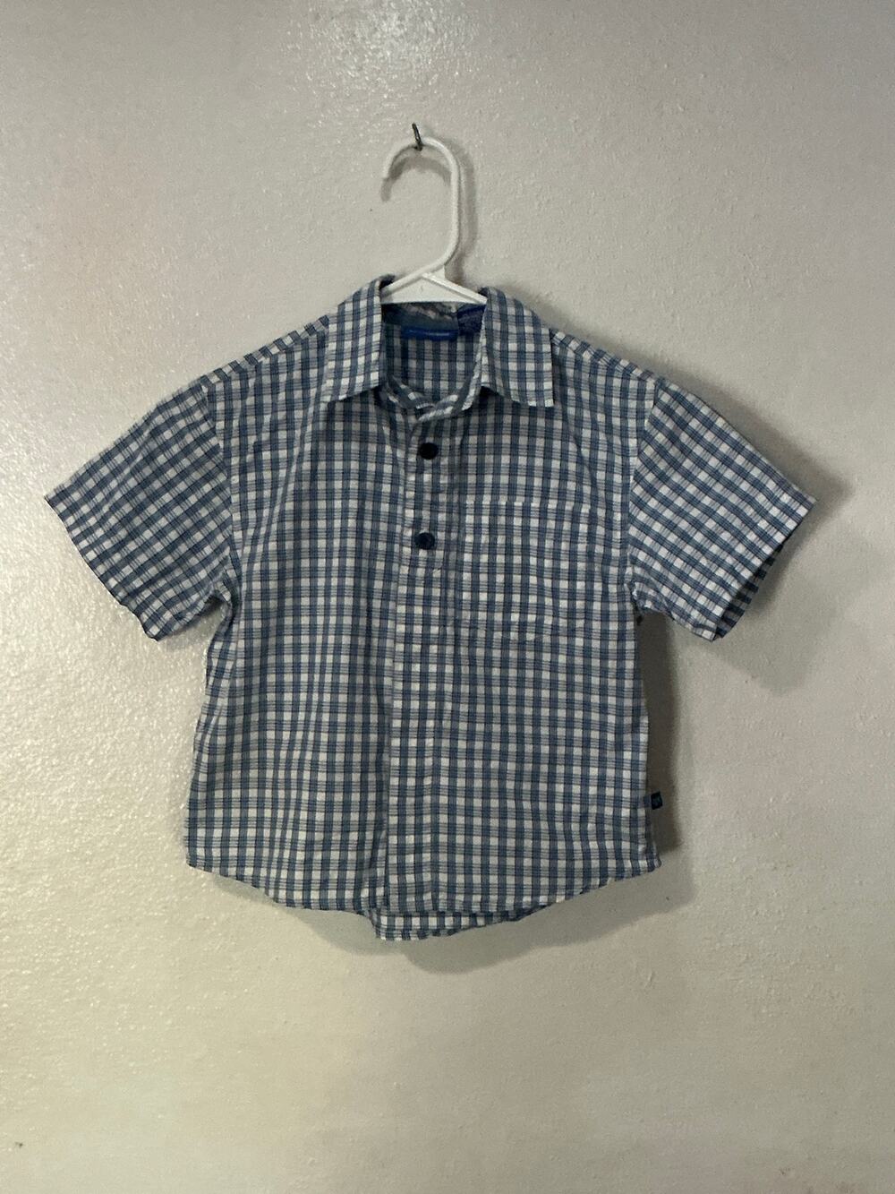 Genuinely kids size 4 boys blue stipend short sleeve button down shirt